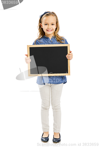 Image of Girl holding a chalkboard