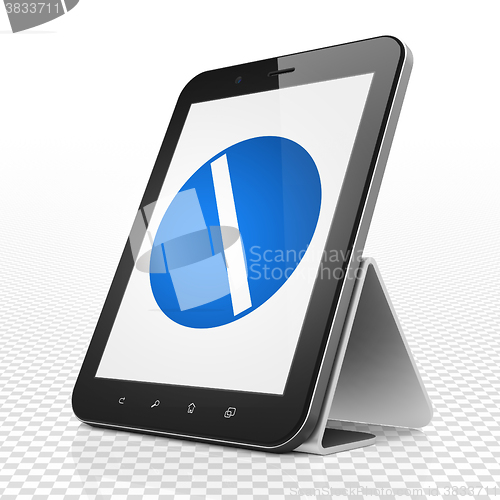Image of Medicine concept: Tablet Computer with Pill on display