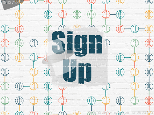 Image of Web design concept: Sign Up on wall background