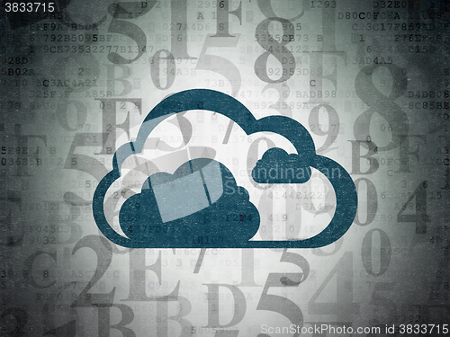 Image of Cloud computing concept: Cloud on Digital Paper background