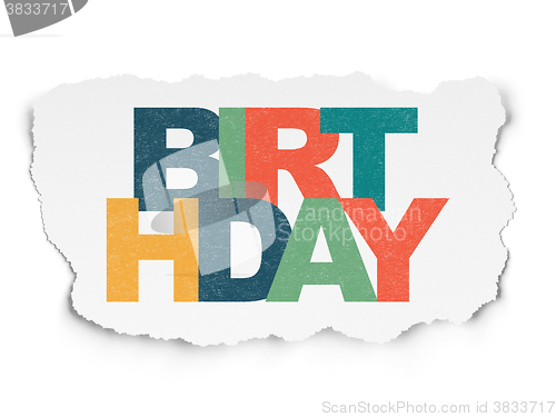 Image of Holiday concept: Birthday on Torn Paper background
