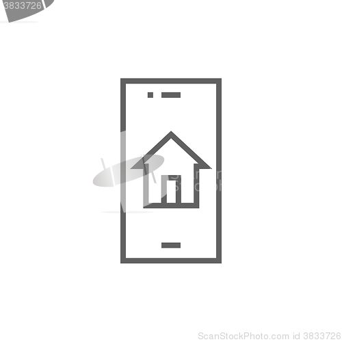 Image of Property search on mobile device line icon.