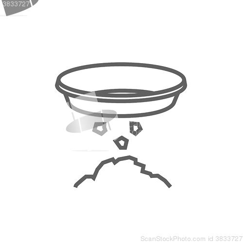 Image of Bowl for sifting gold line icon.