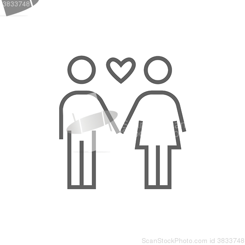 Image of Couple in love line icon.