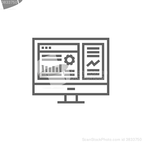 Image of Monitor with business graphs line icon.