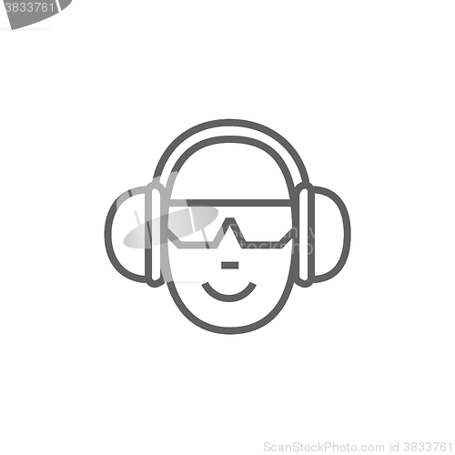Image of Man in headphones line icon.