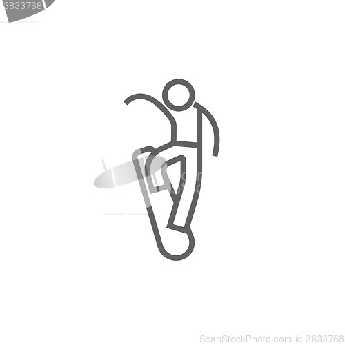 Image of Man snowboarding line icon.