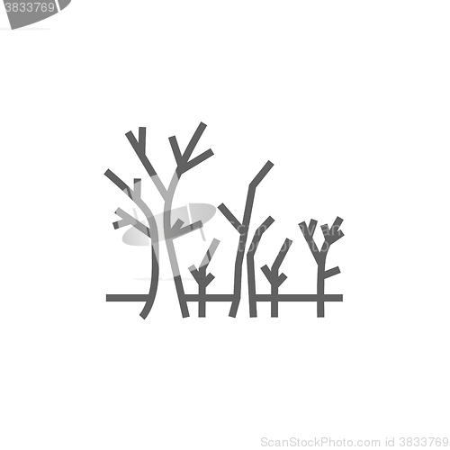 Image of Tree with bare branches line icon.