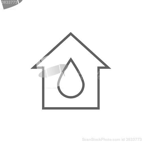 Image of House with water drop line icon.