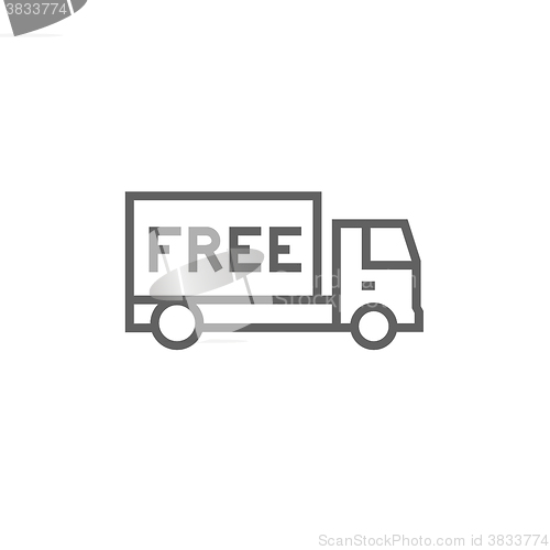 Image of Free delivery truck line icon.