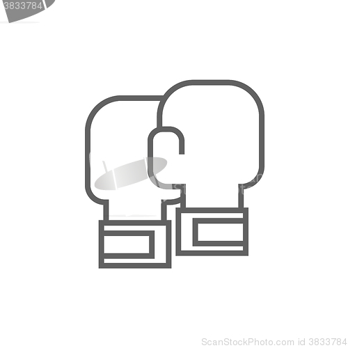Image of Boxing gloves line icon.