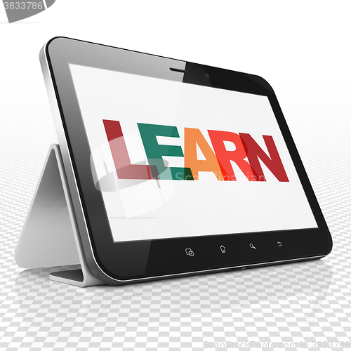 Image of Education concept: Tablet Computer with Learn on  display