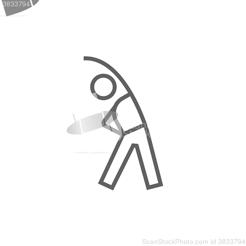 Image of Man making exercises line icon.