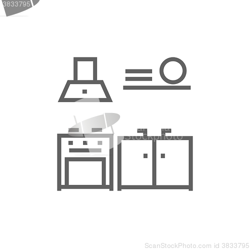 Image of Kitchen interior line icon.