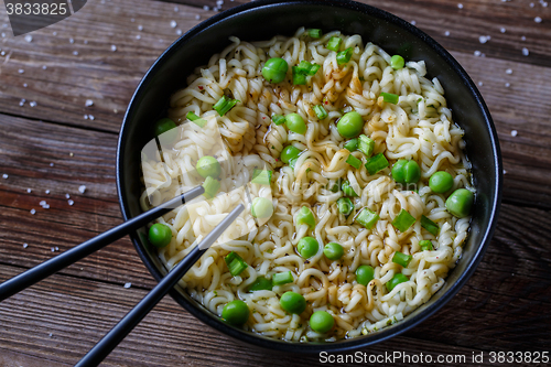 Image of Chinese noodles. Top view.