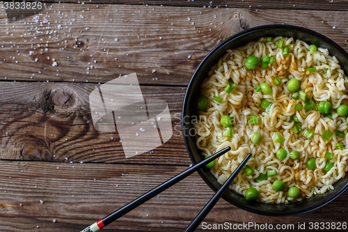 Image of Chinese noodles. Top view.