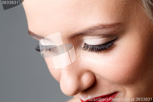 Image of Female eye with long eyelashes