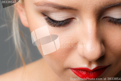 Image of Female eye with long eyelashes