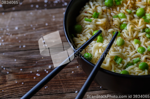 Image of Chinese noodles. Top view.