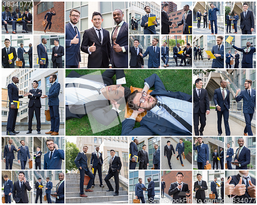 Image of The collage from portraites of multi ethnic business team.