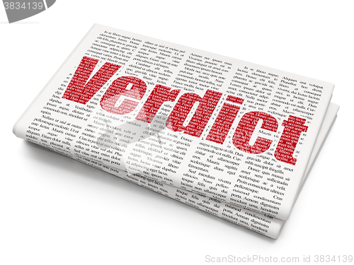 Image of Law concept: Verdict on Newspaper background