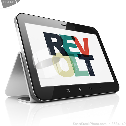 Image of Political concept: Tablet Computer with Revolt on  display