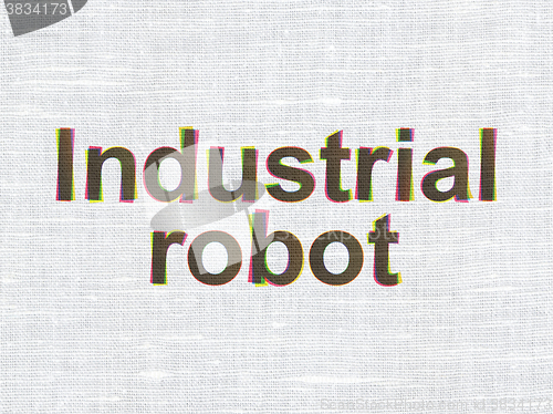 Image of Industry concept: Industrial Robot on fabric texture background