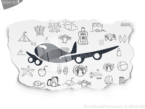 Image of Travel concept: Airplane on Torn Paper background