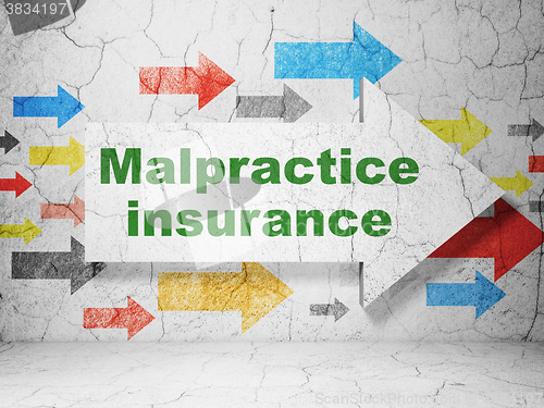Image of Insurance concept: arrow with Malpractice Insurance on grunge wall background