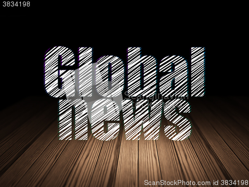 Image of News concept: Global News in grunge dark room