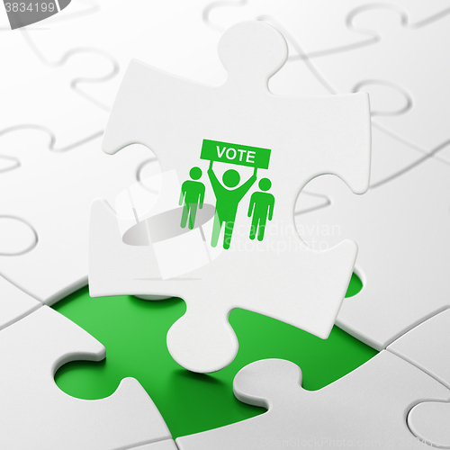 Image of Political concept: Election Campaign on puzzle background