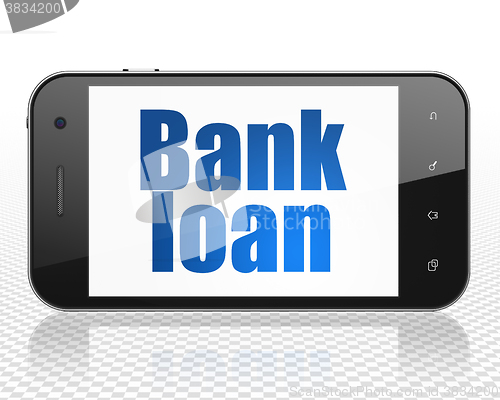 Image of Currency concept: Smartphone with Bank Loan on display