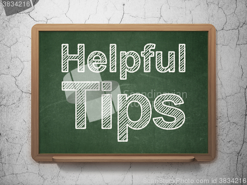 Image of Education concept: Helpful Tips on chalkboard background