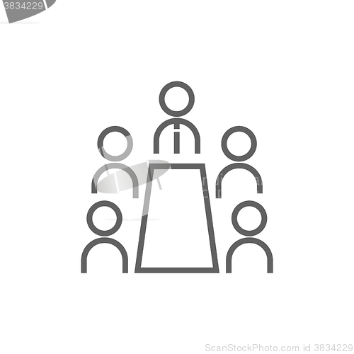 Image of Business meeting in the office line icon.