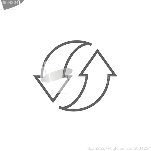 Image of Two circular arrows line icon.