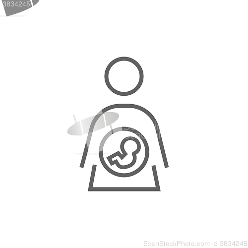 Image of Baby fetus in mother womb line icon.