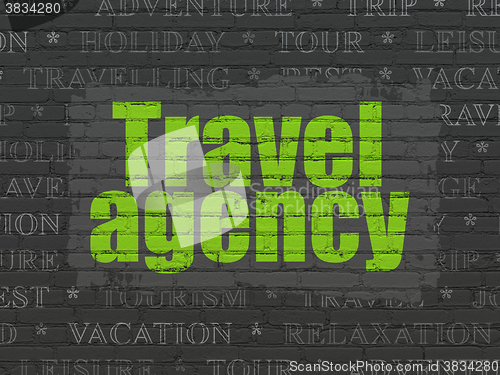 Image of Tourism concept: Travel Agency on wall background