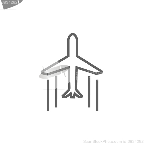 Image of Cargo plane line icon.