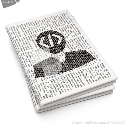 Image of Programming concept: Programmer on Newspaper background