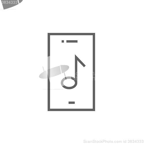 Image of Phone with musical note line icon.