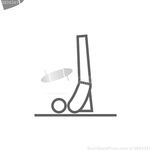 Image of Man practicing yoga line icon.