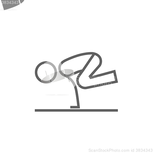 Image of Man practicing yoga line icon.