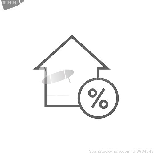 Image of House with discount tag line icon.