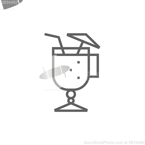 Image of Glass with drinking straw and umbrella line icon.