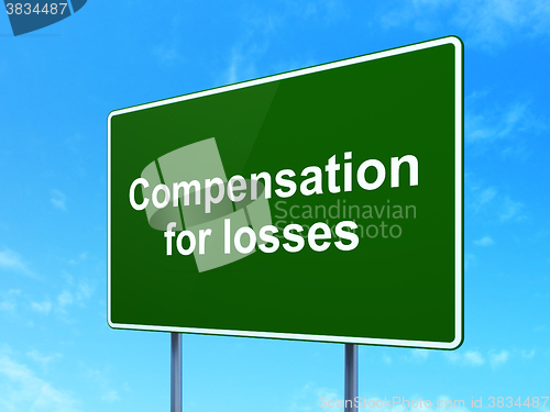 Image of Banking concept: Compensation For losses on road sign background