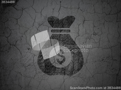 Image of Business concept: Money Bag on grunge wall background
