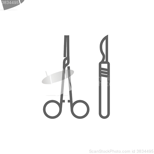 Image of Surgical instruments line icon.