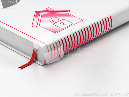 Image of Business concept: closed book, Home on white background