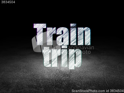 Image of Tourism concept: Train Trip in grunge dark room