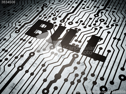 Image of Money concept: circuit board with Bill